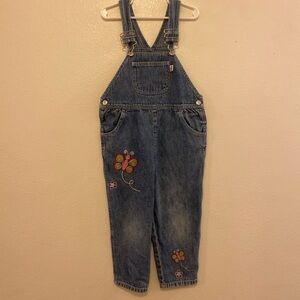 Sprockets Vintage 90’s Kids Denim Overalls with Floral Butterfly Embroidery